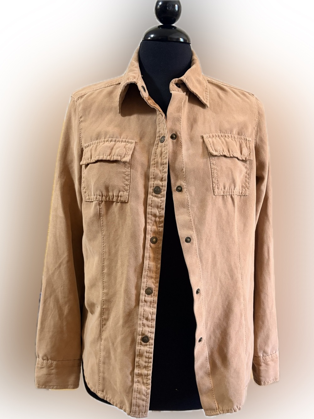 VTG 90’s Liz Claiborne Tan Shirt Jacket with Chest Pockets